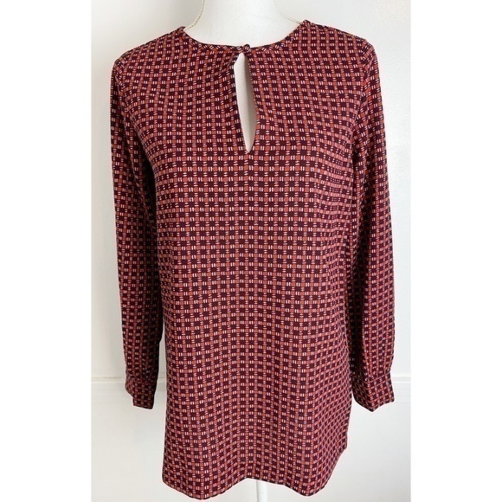 Joie • Red Burgundy Keyhole Pattern Tunic